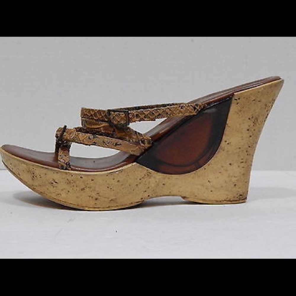 ALDO Shoes Carved Wedges Leather Italy SIZE 40